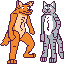 An anthro dog and an anthro cat standing