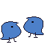 Two bird-like creatures called wugs. Small circular creatures with slight tails and peaks, on two thin legs.